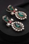 Shop_Swabhimann_Rose Gold Gemstones, Green Polki Dangler Earrings _Online_at_Aza_Fashions