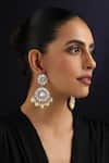 Buy_Swabhimann_Rose Gold Pearls, Stones White Polki And Dangler Earrings _at_Aza_Fashions