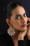 Buy_Swabhimann_Gold Plated Pearls, Stones White Polki And Chandbali Earrings _at_Aza_Fashions