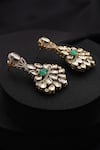 Shop_Swabhimann_Gold Plated Stones Green Kundan Dangler Earrings _Online_at_Aza_Fashions