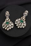 Shop_Swabhimann_Gold Plated Stones Green Kundan Dangler Earrings _at_Aza_Fashions
