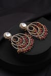 Buy_Swabhimann_Gold Plated Stones, Beads Red Polki Chandbali Earrings _Online_at_Aza_Fashions