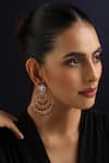 Shop_Swabhimann_Gold Plated Stones, Beads Red Polki Chandbali Earrings _Online_at_Aza_Fashions