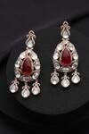 Shop_Swabhimann_Rose Gold Stones Red Polki Dangler Earrings _at_Aza_Fashions
