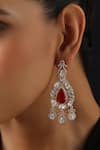 Buy_Swabhimann_Rose Gold Stones Red Polki Dangler Earrings _Online_at_Aza_Fashions