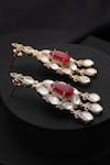 Shop_Swabhimann_Rose Gold Stones Red Polki Dangler Earrings _Online_at_Aza_Fashions