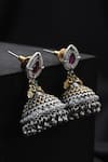 Swabhimann_Silver Plated Pearls, Stones Red And Jhumka Earrings _Online_at_Aza_Fashions