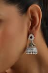 Buy_Swabhimann_Silver Plated Pearls, Stones Red And Jhumka Earrings _Online_at_Aza_Fashions