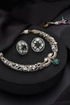 Shop_Swabhimann_Gold Plated Stones Emerald Hasli Necklace Set _Online_at_Aza_Fashions