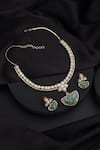 Shop_Swabhimann_Gold Plated Stones Emerald Hasli Necklace Set _at_Aza_Fashions