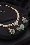 Shop_Swabhimann_Gold Plated Stones Emerald Hasli Necklace Set _Online_at_Aza_Fashions