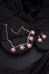 Shop_Swabhimann_Gold Plated Stones Ruby And Polki Hasli Necklace Set _at_Aza_Fashions