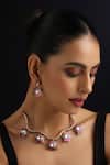 Shop_Swabhimann_Gold Plated Stones Ruby And Polki Hasli Necklace Set _Online_at_Aza_Fashions