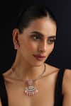 Buy_Swabhimann_Gold Plated Stones Pink Polki Hasli Necklace Set _at_Aza_Fashions