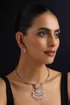 Swabhimann_Gold Plated Stones Pink Polki Hasli Necklace Set _Online_at_Aza_Fashions