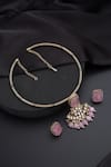 Shop_Swabhimann_Gold Plated Stones Pink Polki Hasli Necklace Set _at_Aza_Fashions