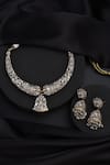 Shop_Swabhimann_Gold Plated Stones, Pearls Victorian Polki Hasli Necklace Set _at_Aza_Fashions
