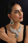 Buy_Swabhimann_Gold Plated Pearls, Stones Emerald And Polki Necklace Set _at_Aza_Fashions