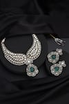Shop_Swabhimann_Gold Plated Pearls, Stones Emerald And Polki Necklace Set _at_Aza_Fashions
