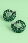 Buy_Modarta_Green Crystals, Stones Emerald Loop Earrings _at_Aza_Fashions