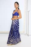Ekaya Banaras_Blue Silk Zari Handwoven Dark Saree With Running Blouse _at_Aza_Fashions
