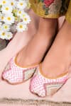 Shop_Loryphilory_Pink Beaded Vegan Leather Juttis _at_Aza_Fashions