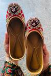 Buy_Loryphilory_Red Embroidery Ishq Floral Zardozi Juttis _at_Aza_Fashions