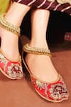 Shop_Loryphilory_Red Embroidery Ishq Floral Zardozi Juttis _at_Aza_Fashions