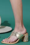 Sole House_Gold Mirrors, Beads And Embellished Block Heels _at_Aza_Fashions