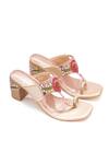 Buy_Sole House_Rose Gold Embroidery, Beads, Mirrors Floral Block Heels _at_Aza_Fashions