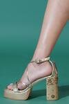 Sole House_Gold Embroidery, Zari And Dabka Block Heels _at_Aza_Fashions