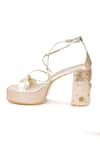 Shop_Sole House_Gold Embroidery, Zari And Dabka Block Heels _at_Aza_Fashions
