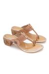 Buy_Sole House_Beige Embroidery, Studs Dabka And Zari Block Heels _at_Aza_Fashions