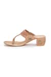 Shop_Sole House_Beige Embroidery, Studs Dabka And Zari Block Heels _at_Aza_Fashions