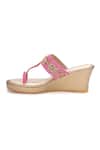 Shop_Sole House_Pink Embroidery, Sequins Dabka And Zari Wedge Sandals _at_Aza_Fashions