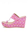 Shop_Sole House_Pink Embroidery, Beads Wedge Heels _at_Aza_Fashions