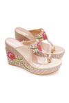 Buy_Sole House_Rose Gold Embroidery, Beads, Rhinestones, Sequins And Embellished Wedge Heels _at_Aza_Fashions