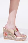 Sole House_Rose Gold Embroidery, Beads, Rhinestones, Sequins And Embellished Wedge Heels _at_Aza_Fashions