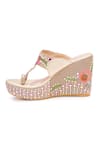 Shop_Sole House_Rose Gold Embroidery, Beads, Rhinestones, Sequins And Embellished Wedge Heels _at_Aza_Fashions