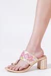 Sole House_Rose Gold Embroidery, Pearls, Beads, Rhinestones Block Heels _at_Aza_Fashions