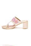 Shop_Sole House_Rose Gold Embroidery, Pearls, Beads, Rhinestones Block Heels _at_Aza_Fashions