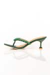 Shop_Preet Kaur_Emerald Green Beads Burano V Strap Heels _at_Aza_Fashions
