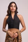 Buy_Aza X Shilpa Shetty Kundra_Beige Lurex, Georgette, Silk Sequins Leopard Print Saree With Tie-up Blouse 