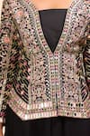 Buy_Alaya Advani_Black Silk Embroidery, Mirrors V-, Square Jacket Palazzo Set _Online
