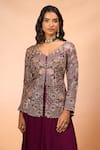 Buy Alaya Advani Wine Silk Embroidery V-neck Top And Sharara Set Online Buy_Alaya Advani_Wine Silk Embroidery V-neck Top And Sharara Set _Online