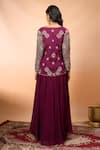 Shop Alaya Advani Wine Silk Embroidery V-neck Top And Sharara Set at Aza Fashions Shop_Alaya Advani_Wine Silk Embroidery V-neck Top And Sharara Set _at_Aza_Fashions