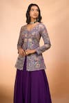Buy_Alaya Advani_Purple Silk Embroidery V-neck Floral Top And Sharara Set _Online_at_Aza_Fashions