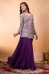 Buy_Alaya Advani_Purple Silk Embroidery V-neck Floral Top And Sharara Set 