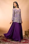 Alaya Advani_Purple Silk Embroidery V-neck Floral Top And Sharara Set _Online