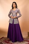 Buy_Alaya Advani_Purple Silk Embroidery V-neck Floral Top And Sharara Set _at_Aza_Fashions
